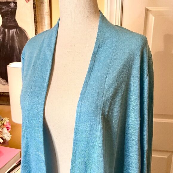 NWT J. Jill Island Blue Open Front Long Cardigan Sweater Size SMALL - Picture 3 of 5